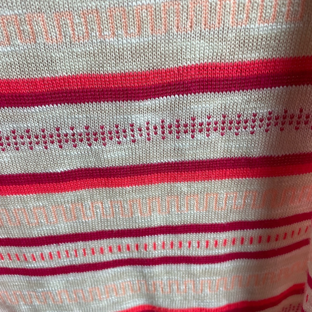 Women’s Maurices Cream and Coral Striped Cardigan Sweater Size M - Picture 5 of 9